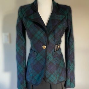 Smythe Green and Black Plaid Blazer